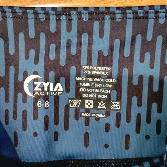 Zyia Active Light and Tight 7/8 High Waist Compression Teal Grid Workout Sz 6-8 - Picture 4 of 4